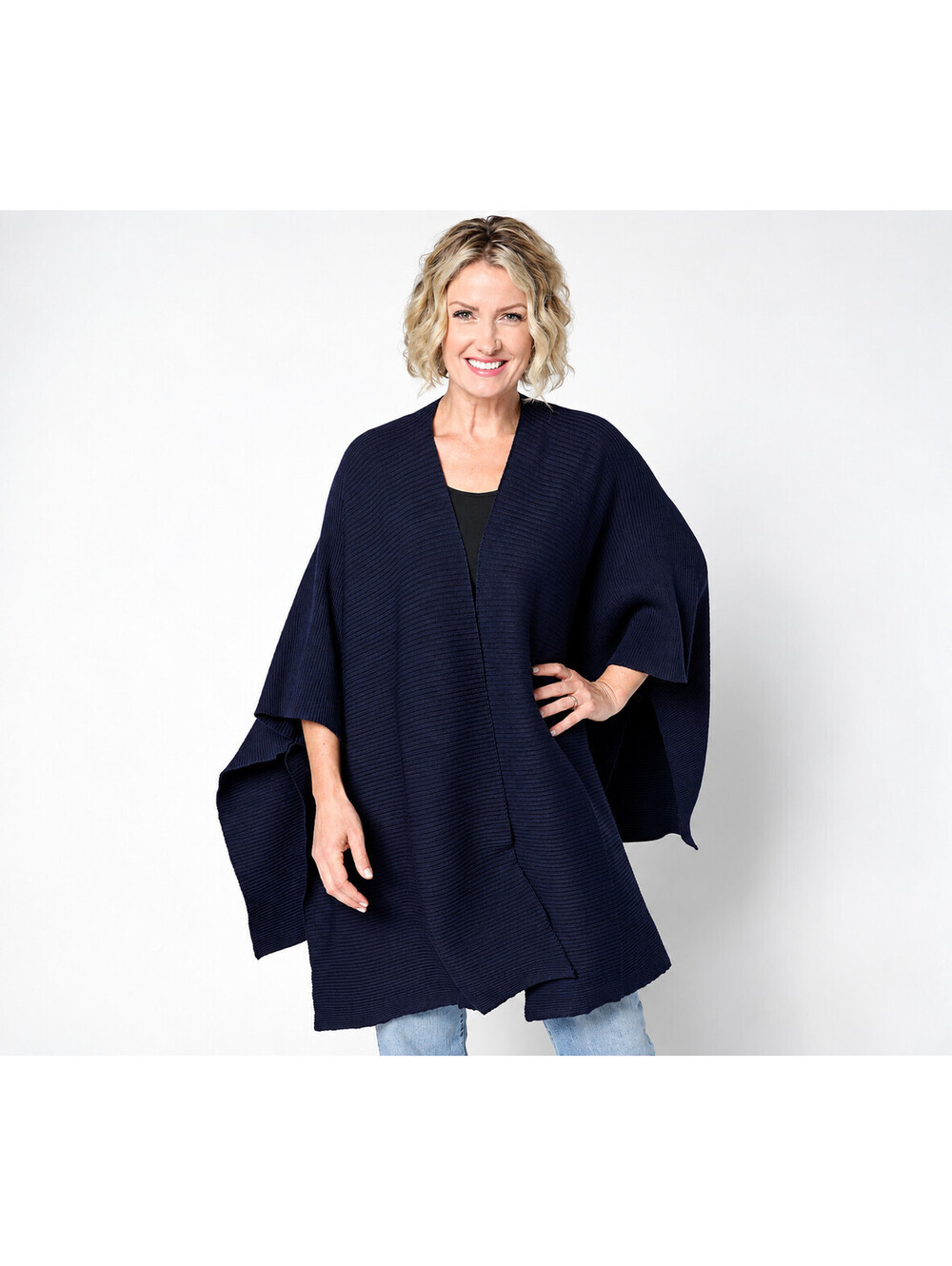 nicole by Nicole Miller Knit Travel Wrap Relaxed Fit Deep Navy, Missy One Size